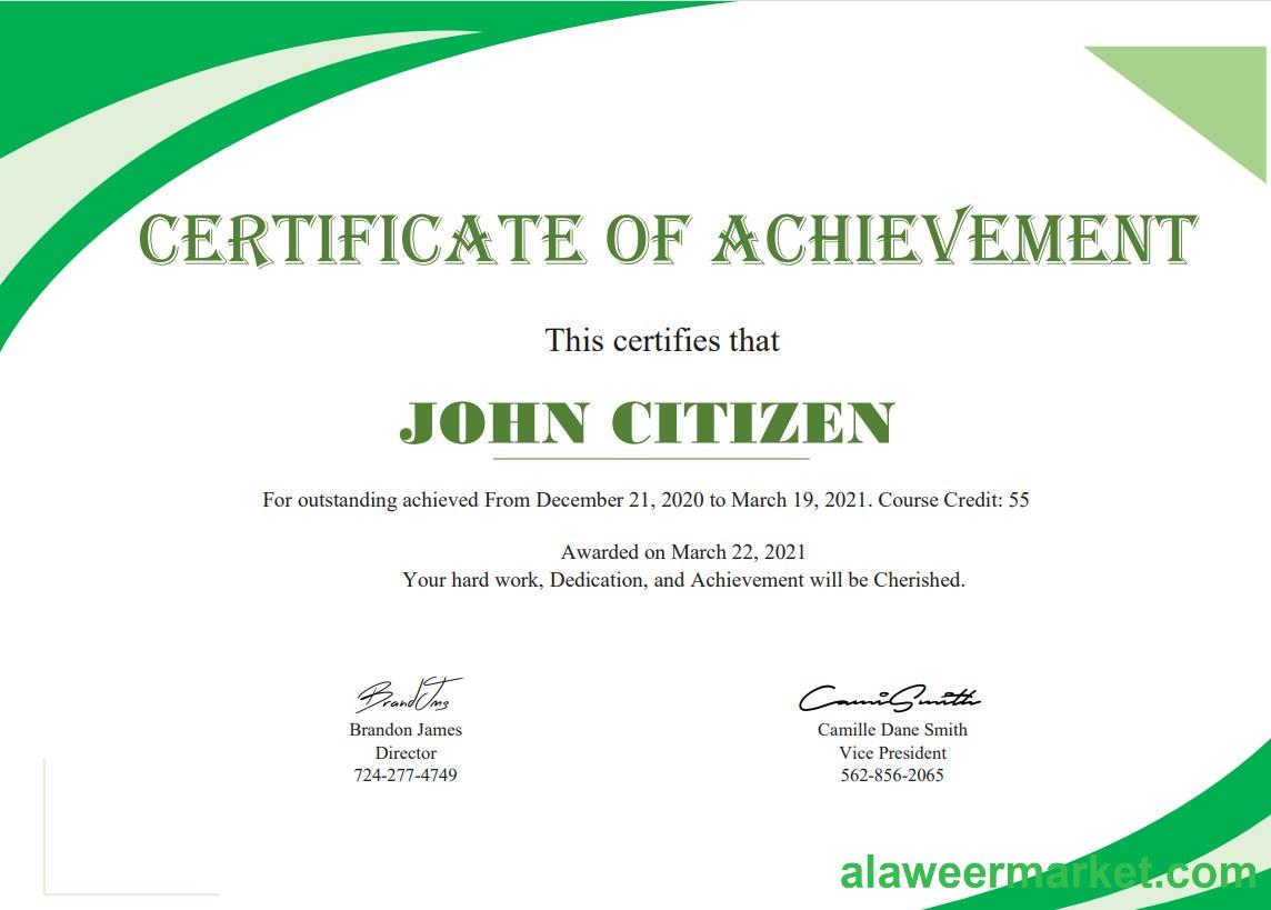 USA Certificate of Achievement template in Word and PDF format